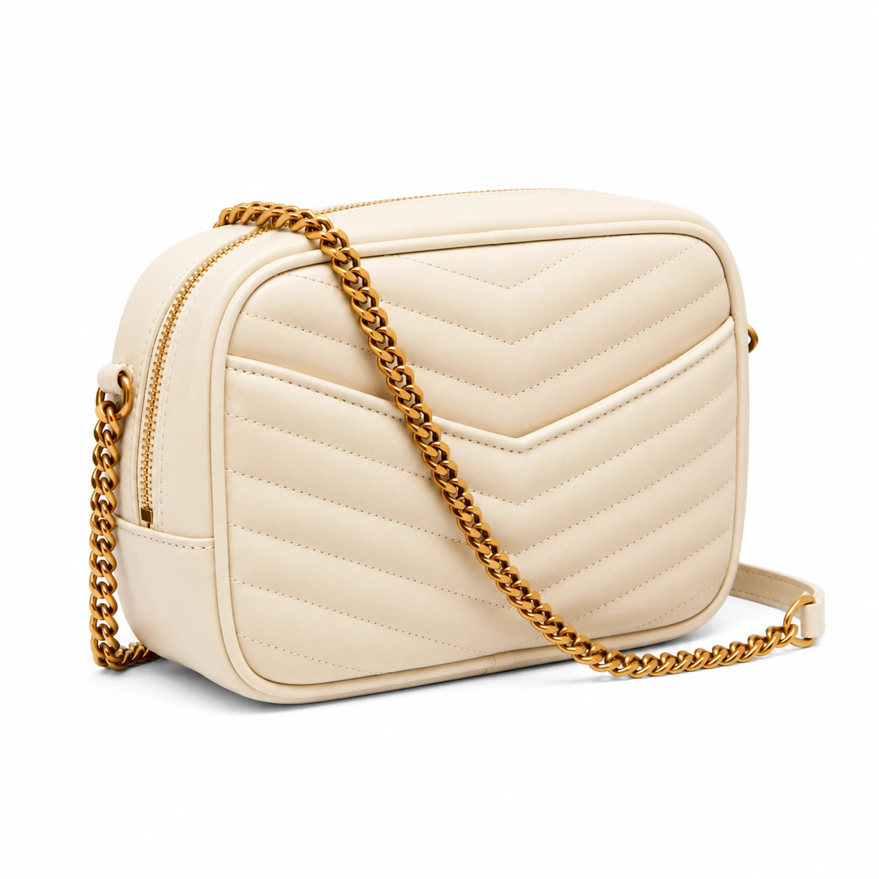 Mini Lou in Quilted Leather - White