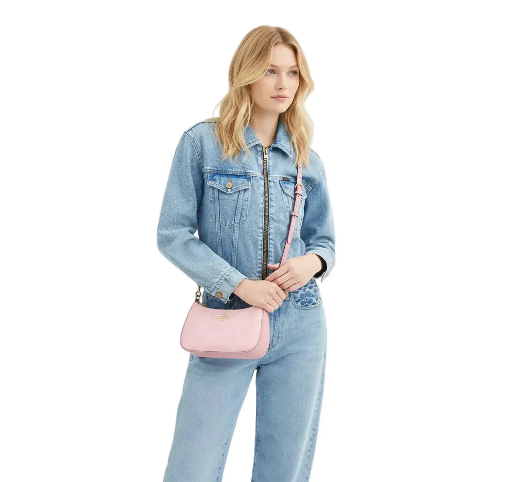 Teri Shoulder Bag In Signature Canvas - Gold/Powder Pink