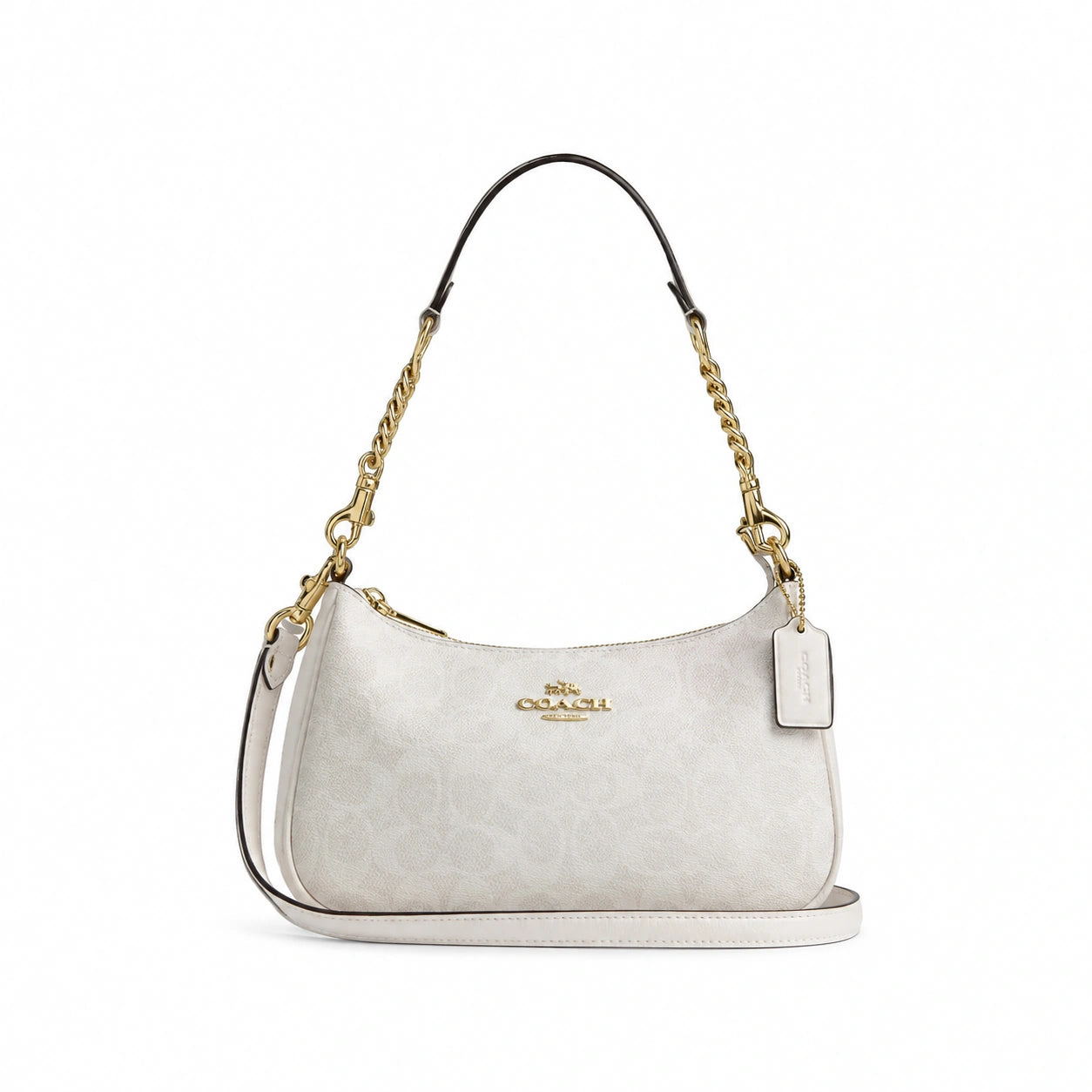 Teri Shoulder Bag In Signature Canvas - Gold/White